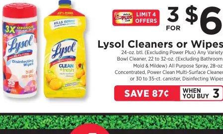 Lysol Cleaners or Wipes