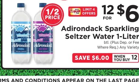 Adirondack Sparkling Seltzer Water 1-Liter