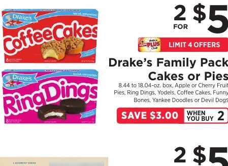 Drake's Family Pack Cakes or Pies