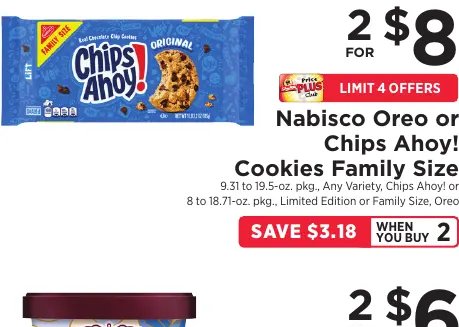 Nabisco Oreo or Chips Ahoy! Cookies Family Size