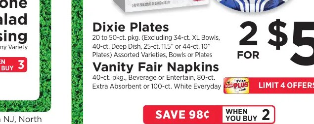 Dixie Plates Vanity Fair Napkins