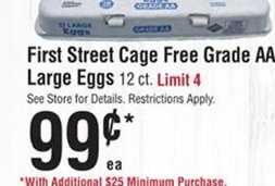 First Street Cage Free Grade AA Large Eggs