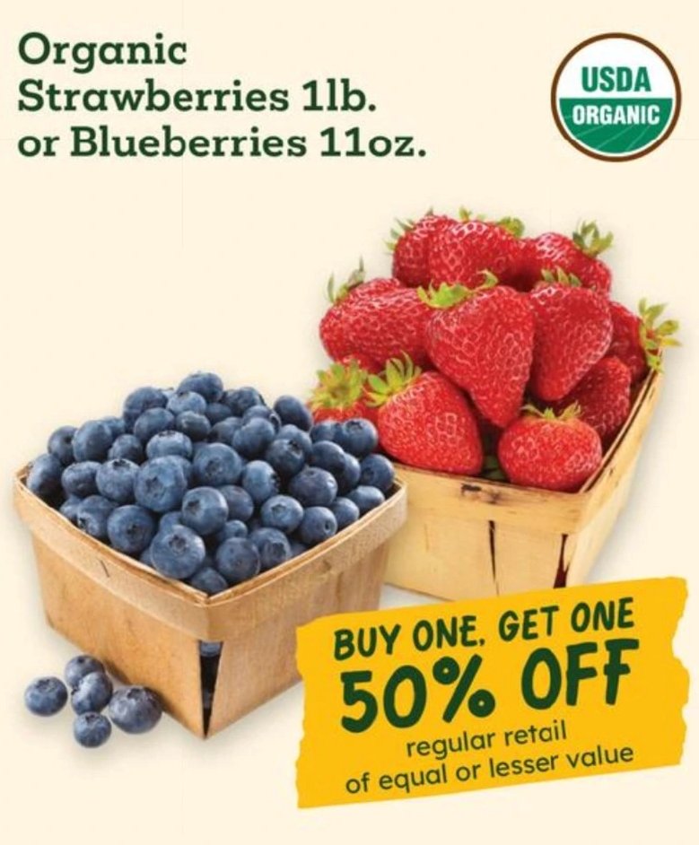 Organic Strawberries or Blueberries