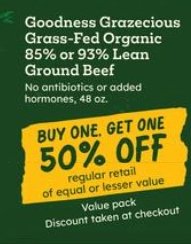 Goodness Grazecious Grass-Fed Organic 85% or 93% Lean Ground Beef