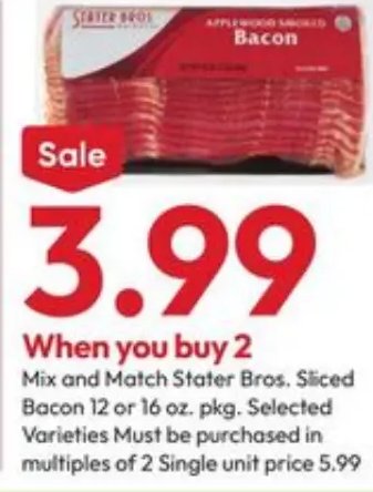 Stater Bros. Sliced Bacon