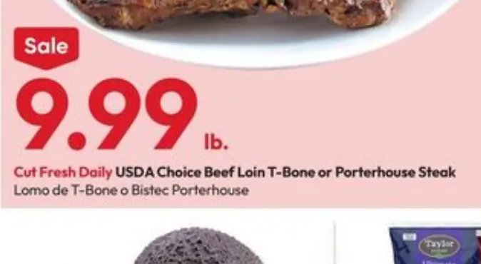 USDA Choice Beef Loin T-Bone or Porterhouse Steak