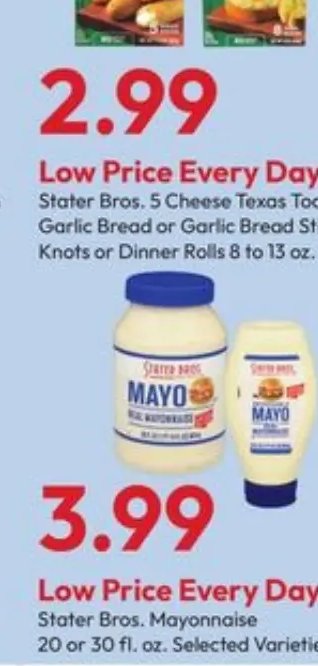 Stater Bros. Cheese Texas Toast or Garlic Bread Sticks, Knots or Dinner Rolls
