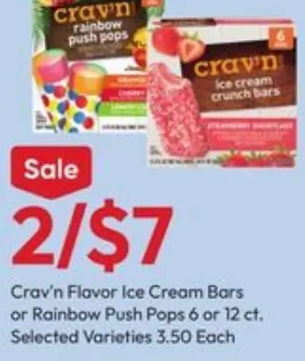 Crav'n Flavor Ice Cream Bars or Rainbow Push Pops