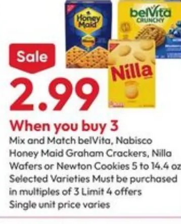 Honey Maid Graham Wafers, BelVita, Nabisco Nilla Cookies