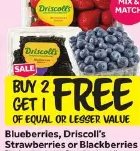 Blueberries, Driscoll's Strawberries or Blackberries