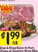 Stop & Shop Bone-In Pork Chops or Country Style Ribs