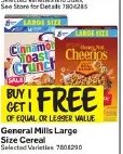 General Mills Large Size Cereal