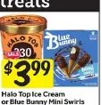 Halo Top Ice Cream or Blue Bunny Mini Swirls