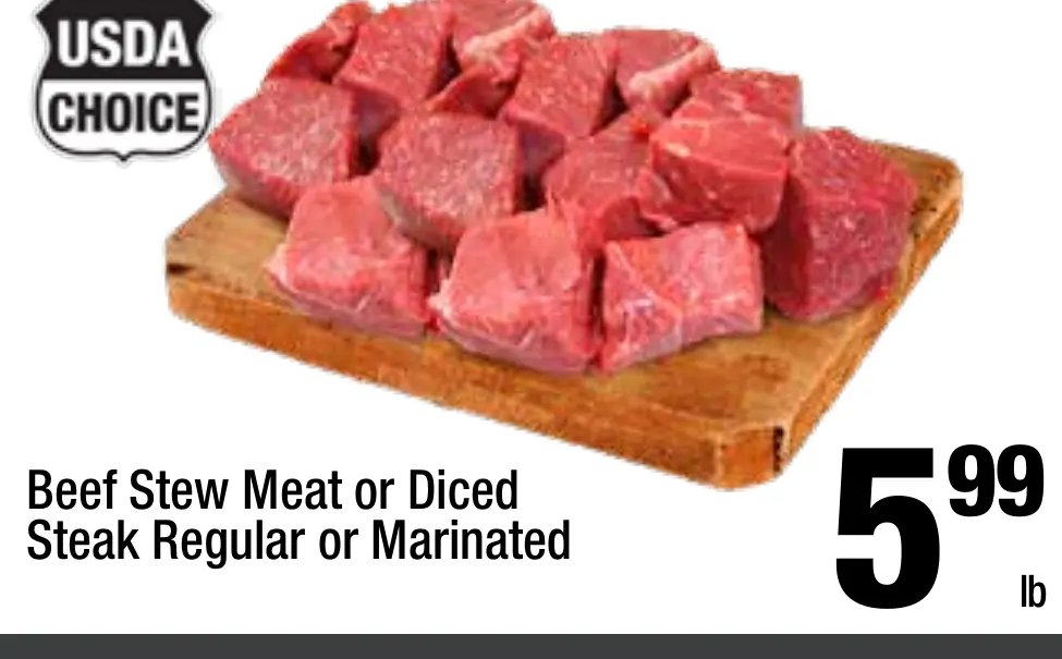 Beef Stew Meat or Diced Steak