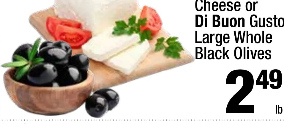 Danish Feta Cheese or Di Buon Gusto Large Whole Black Olives