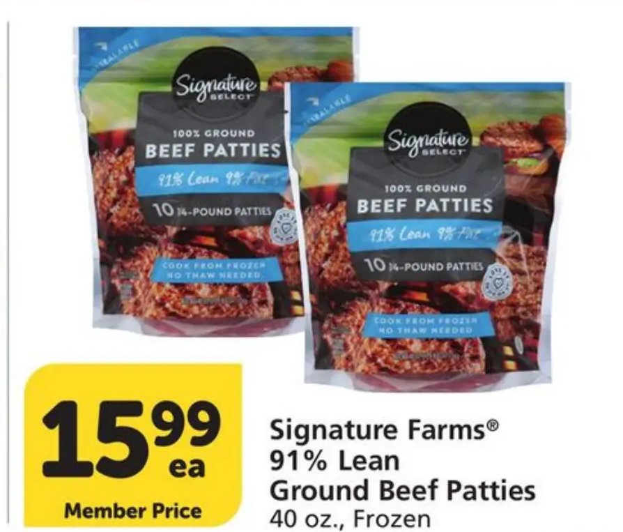 Signature Farms 91% Lean Ground Beef Patties