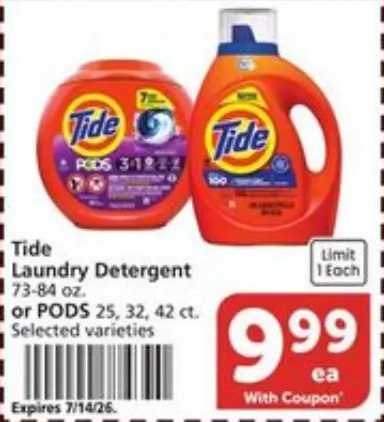 Tide Laundry Detergent or PODS