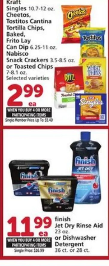 Kraft Singles, Cheetos, Tostitos Cantina Tortilla Chips, Baked, Frito Lay, Nabisco Snack Crackers or Tostitos Chips