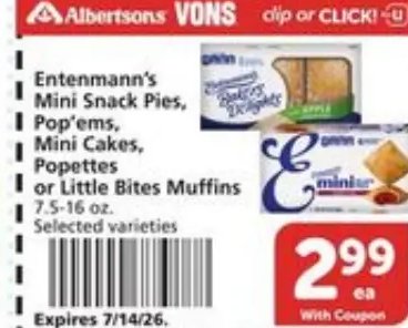 Entenmann's Mini Snack Pies, Pop'ems, Mini Cakes, Popettes or Little Bites Muffins