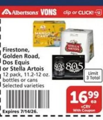 Firestone, Golden Road, Dos Equis or Stella Artois