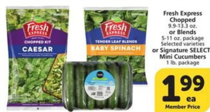 Fresh Express Chopped or Blends or Signature SELECT® Mini Cucumbers
