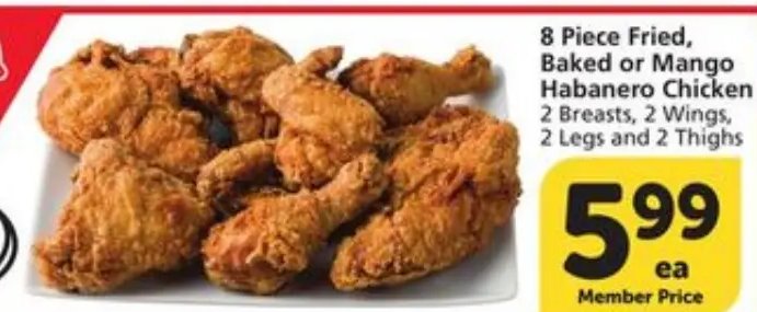 8 Piece Fried, Baked or Mango Habanero Chicken