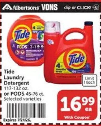 Tide Laundry Detergent or PODS