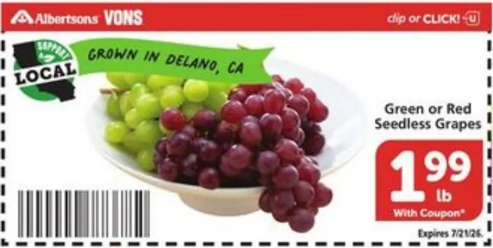 Green or Red Seedless Grapes