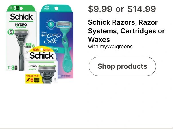 Schick Razors, Razor Systems, Cartridges or Waxes