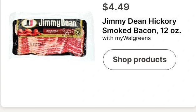 Jimmy Dean Hickory Smoked Bacon, 12 oz.