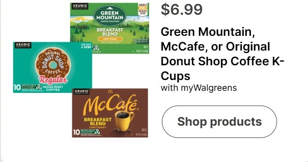 Green Mountain, McCafe, or Original Donut Shop Coffee K-Cups