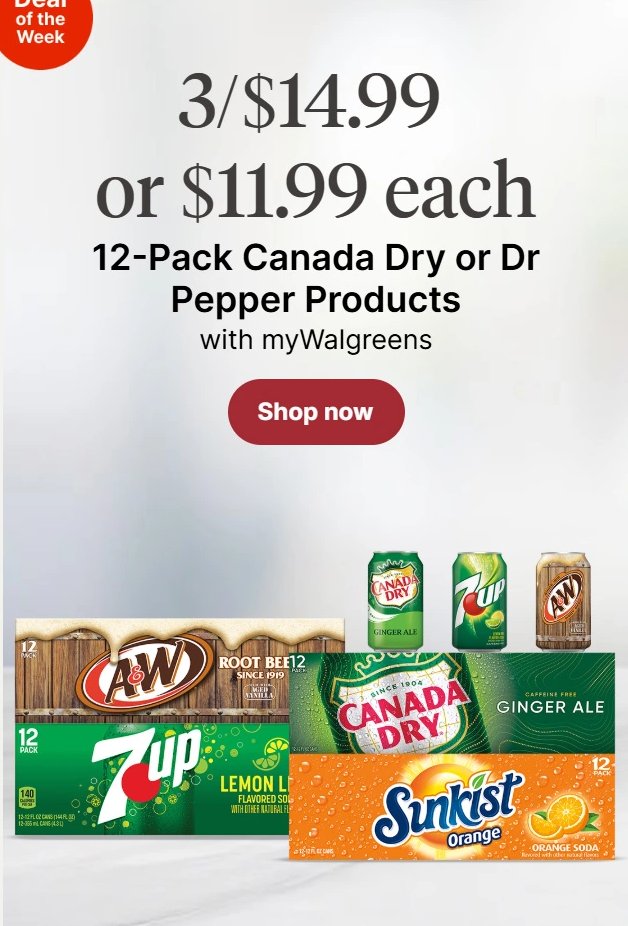 12-Pack Canada Dry or Dr Pepper Products