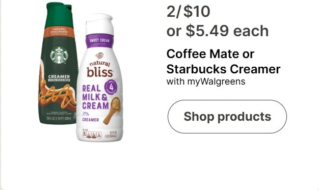 Coffee Mate or Starbucks Creamer
