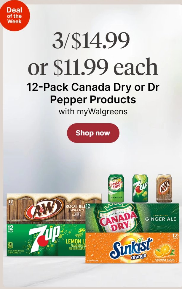 12-Pack Canada Dry or Dr Pepper Products