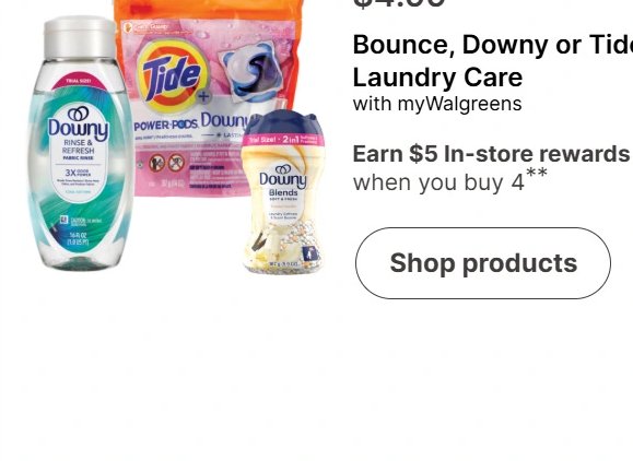 Bounce, Downy or Tide Laundry Care