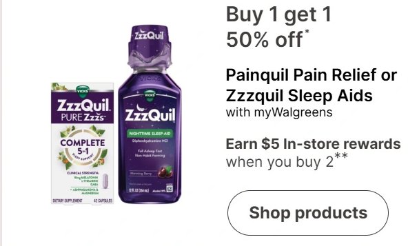 Painquil Pain Relief or Zzzquil Sleep Aids