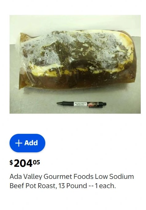 Ada Valley Gourmet Foods Low Sodium Beef Pot Roast