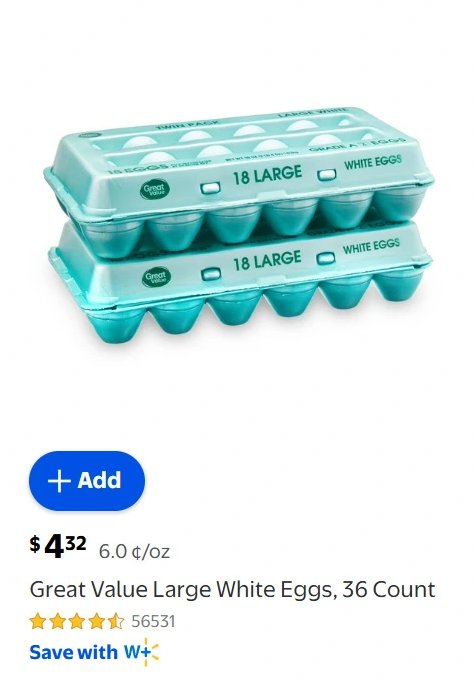 Great Value Large White Eggs