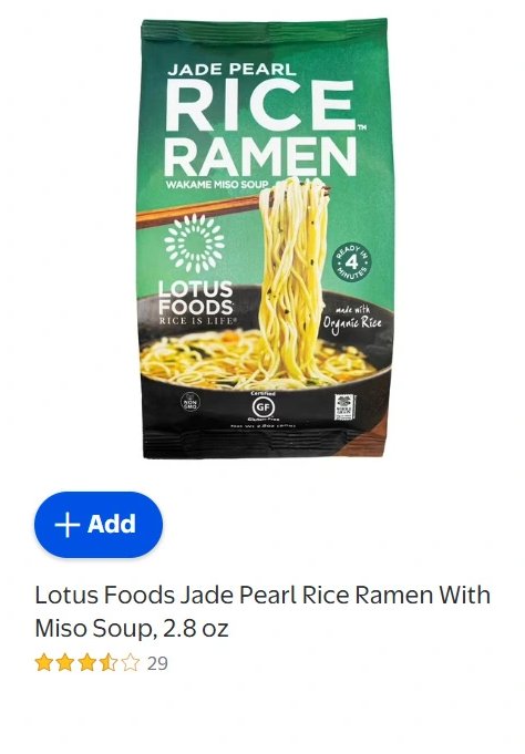 Lotus Foods Jade Pearl Rice Ramen With Miso Soup