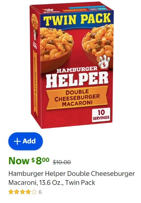 Hamburger Helper Double Cheeseburger Macaroni