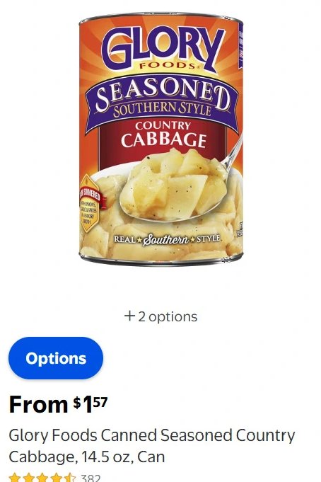 Glory Foods Canned Seasoned Country Cabbage