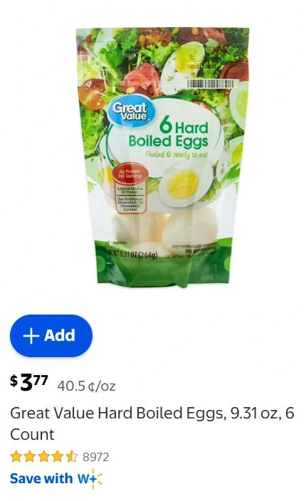Great Value Hard Boiled Eggs