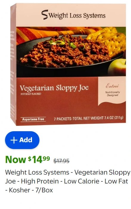 Weight Loss Systems - Vegetarian Sloppy Joe