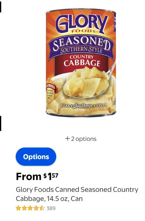 Glory Foods Canned Seasoned Country Cabbage