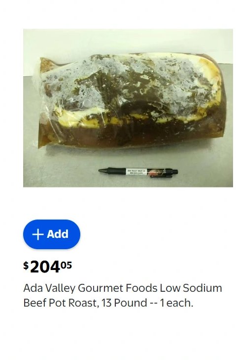 Ada Valley Gourmet Foods Low Sodium Beef Pot Roast