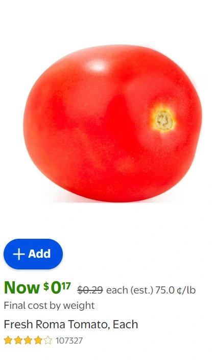 Fresh Roma Tomato, Each