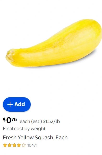 Fresh Yellow Squash, Each