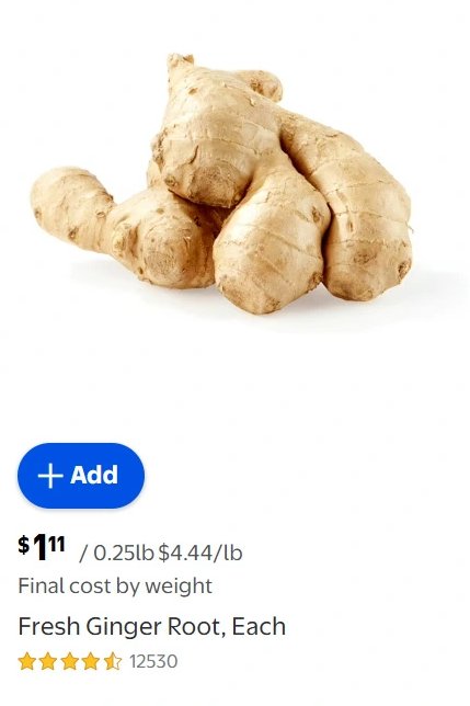 Fresh Ginger Root, Each