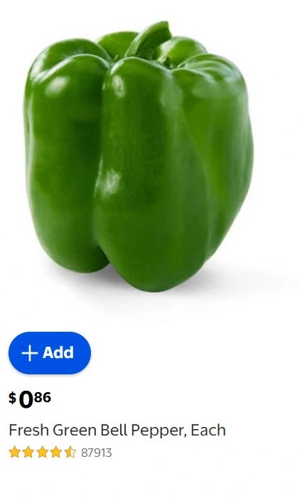 Fresh Green Bell Pepper, Each