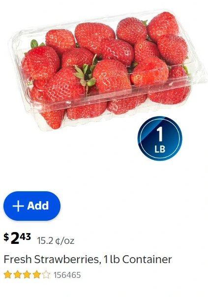 Fresh Strawberries, 1lb Container